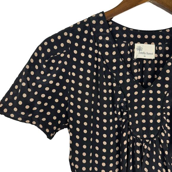 Stella Forest Anthropologie | EU 36 Black & Tank Polka Dot Silk Shift Dress - Picture 5 of 9